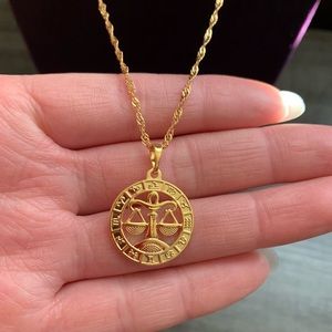New Libra Zodiac Sign 18K GF Necklace